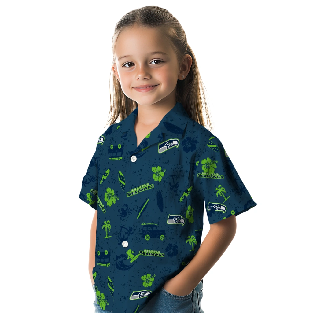 Seattle Seahawks Hawaiian Shirt - Beach Vibe seattle seahawks beach vibe navy hawaiian shirts premium grade