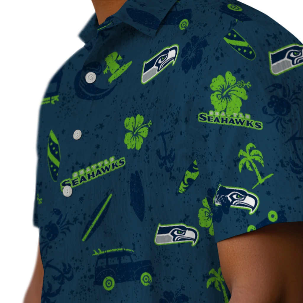 Seattle Seahawks Hawaiian Shirt - Beach Vibe seattle seahawks beach vibe navy hawaiian shirts trendy