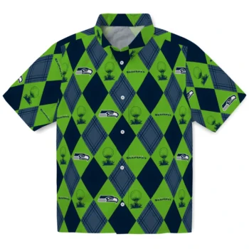 seattle seahawks balloon plaid blue hawaiian shirts best selling