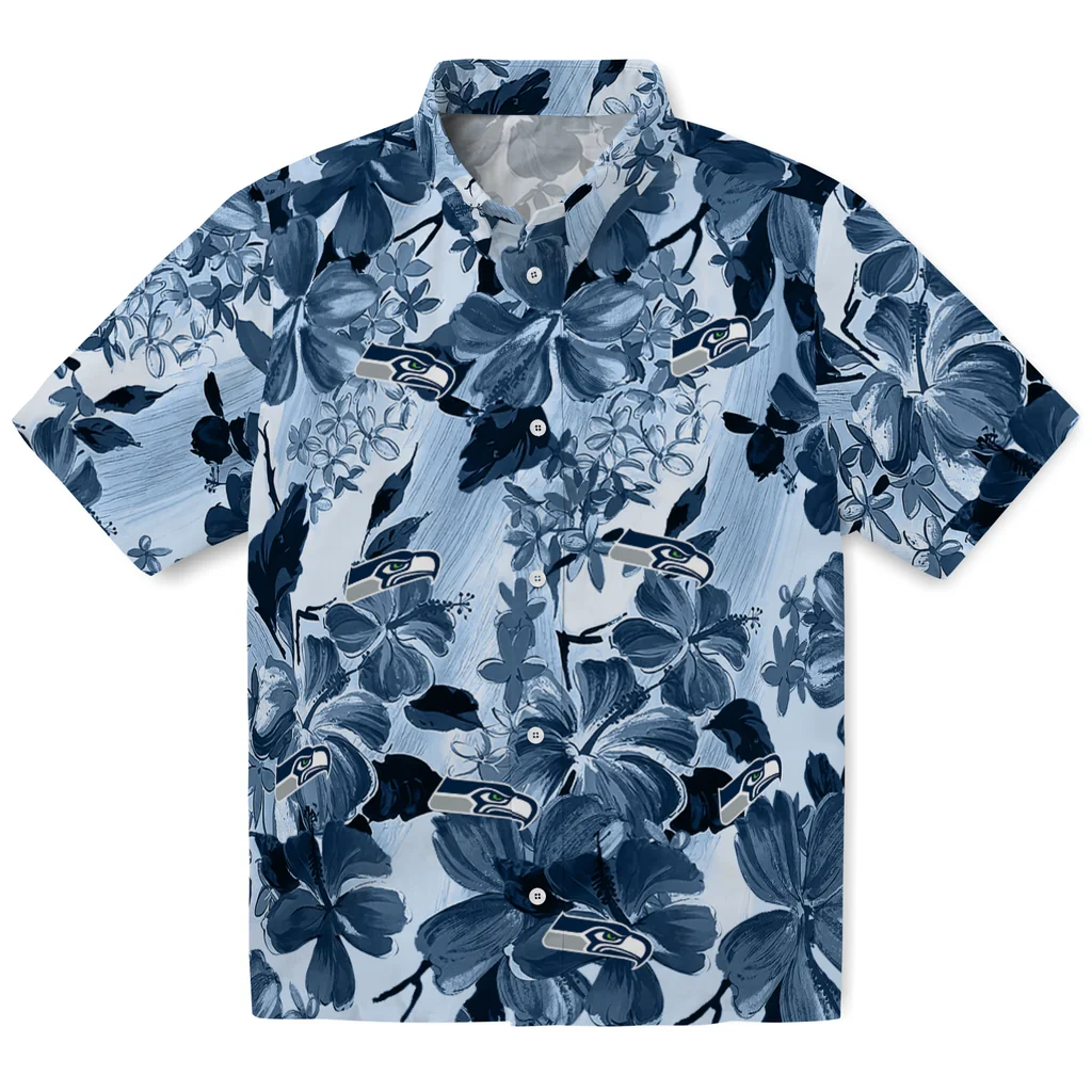 Seattle Seahawks Hawaiian Shirt - Hibiscus Arrangement seattle seahawks hibiscus arrangement blue hawaiian shirts best selling