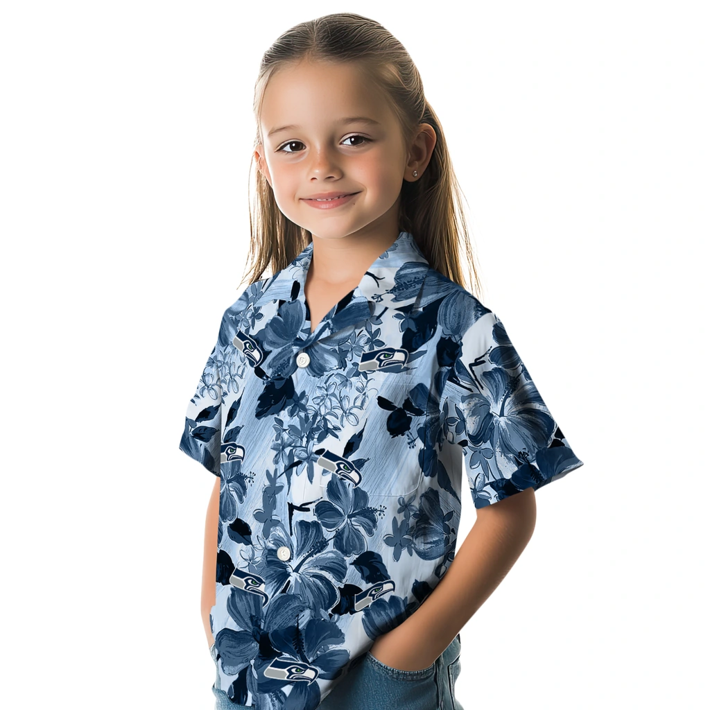 Seattle Seahawks Hawaiian Shirt - Hibiscus Arrangement seattle seahawks hibiscus arrangement blue hawaiian shirts premium grade