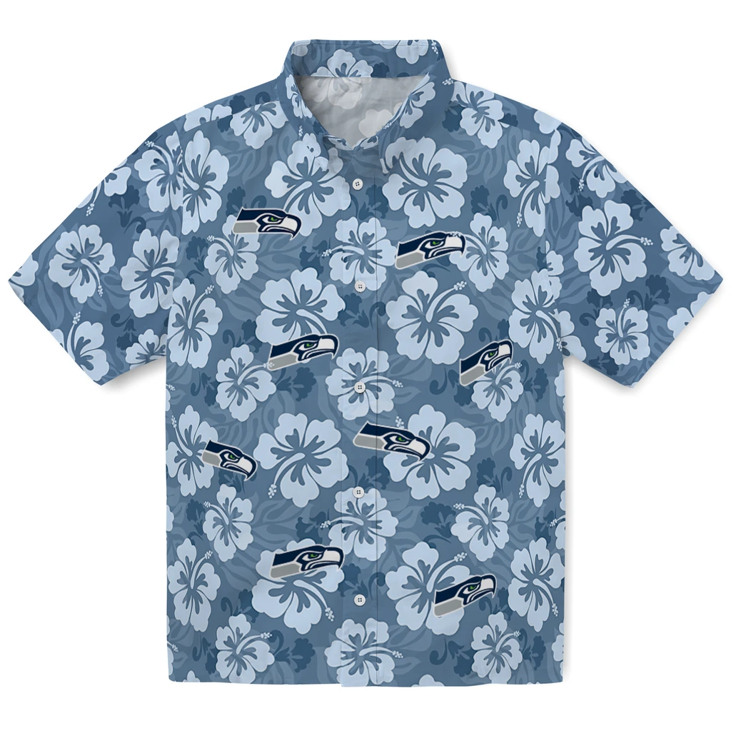 Seattle Seahawks Hawaiian Shirt - Hibiscus Cluster seattle seahawks hibiscus cluster blue hawaiian shirts best selling