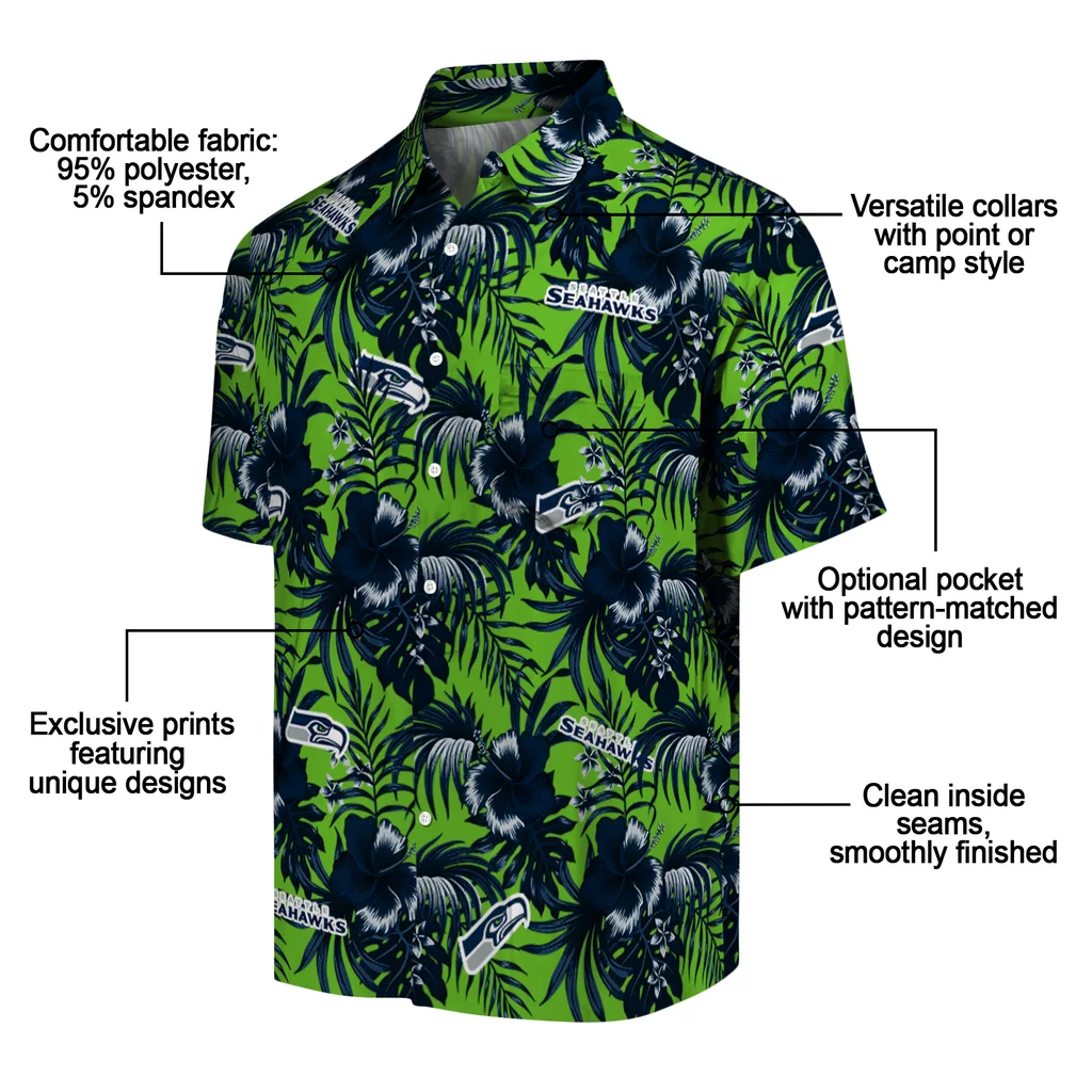 Seattle Seahawks Hawaiian Shirt - Hibiscus Exotic seattle seahawks hibiscus exotic blue hawaiian shirts new arrival