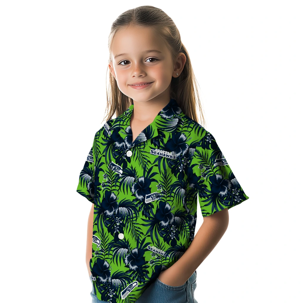 Seattle Seahawks Hawaiian Shirt - Hibiscus Exotic seattle seahawks hibiscus exotic blue hawaiian shirts premium grade