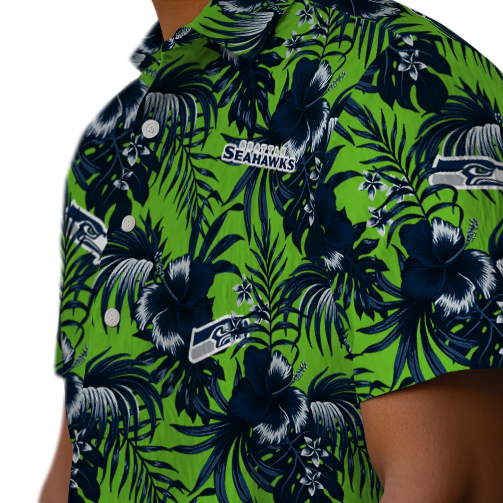 Seattle Seahawks Hawaiian Shirt - Hibiscus Exotic seattle seahawks hibiscus exotic blue hawaiian shirts trendy