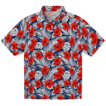 seattle seahawks hibiscus fiesta red royal blue hawaiian shirts best selling