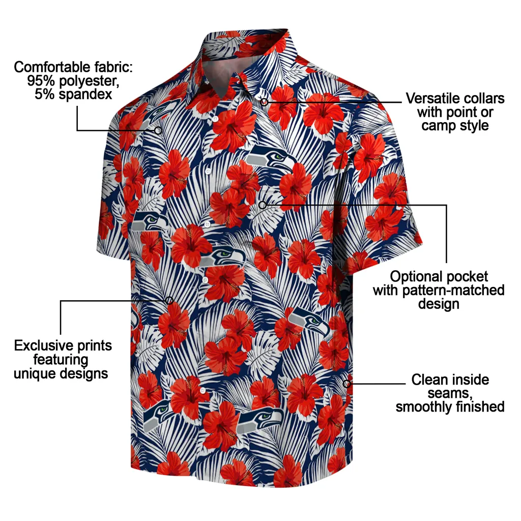 Seattle Seahawks Hawaiian Shirt - Hibiscus Fiesta seattle seahawks hibiscus fiesta red royal blue hawaiian shirts new arrival