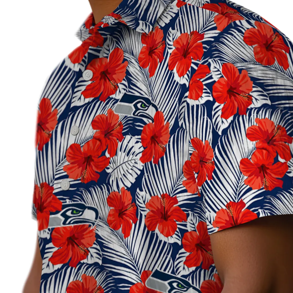 Seattle Seahawks Hawaiian Shirt - Hibiscus Fiesta seattle seahawks hibiscus fiesta red royal blue hawaiian shirts trendy