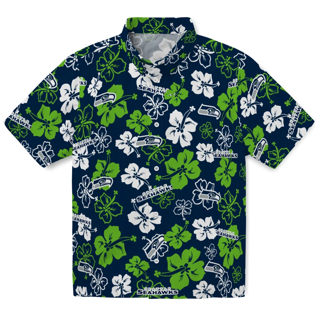 Seattle Seahawks Hawaiian Shirt - Hibiscus Flower Design seattle seahawks hibiscus bloom blue hawaiian shirts best selling