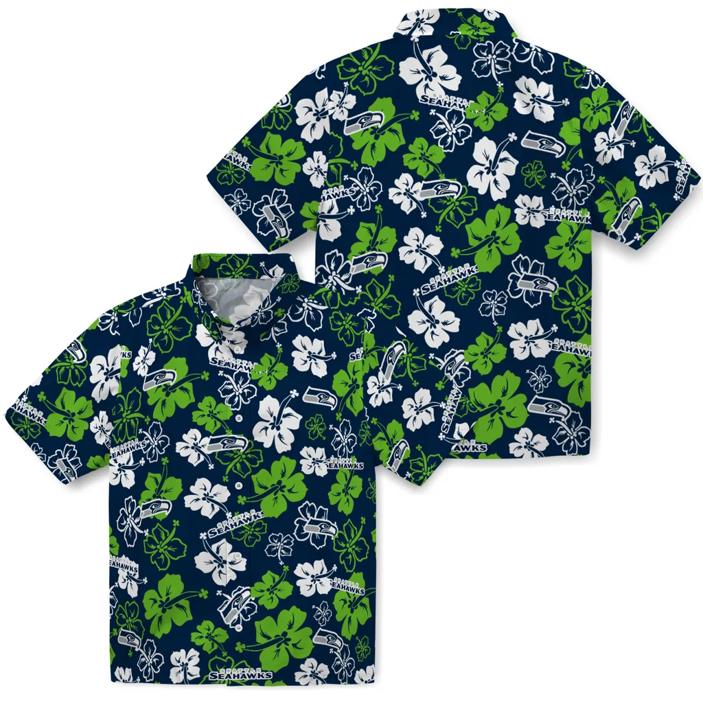 Seattle Seahawks Hawaiian Shirt - Hibiscus Flower Design seattle seahawks hibiscus bloom blue hawaiian shirts high quality