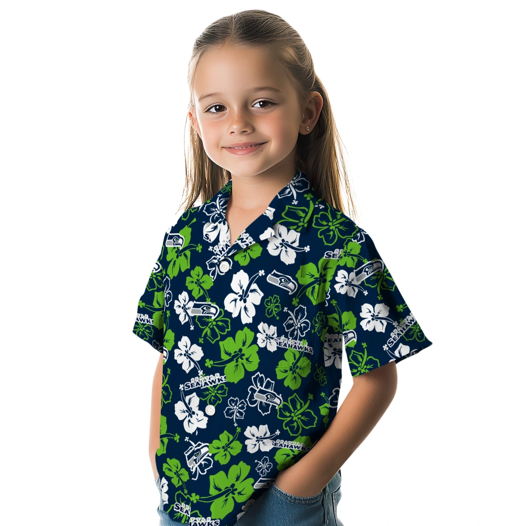 Seattle Seahawks Hawaiian Shirt - Hibiscus Flower Design seattle seahawks hibiscus bloom blue hawaiian shirts premium grade