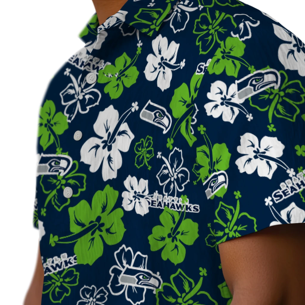Seattle Seahawks Hawaiian Shirt - Hibiscus Flower Design seattle seahawks hibiscus bloom blue hawaiian shirts trendy