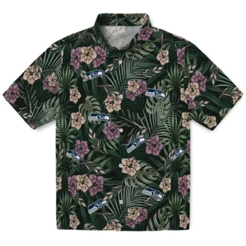 seattle seahawks hibiscus leaves pattern green hawaiian shirts best selling
