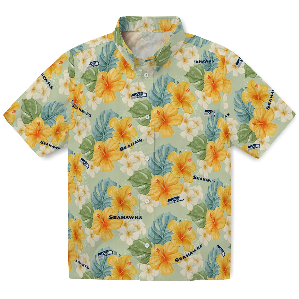 Seattle Seahawks Hawaiian Shirt - Hibiscus Mood seattle seahawks hibiscus mood pale lime yellow hawaiian shirts best selling