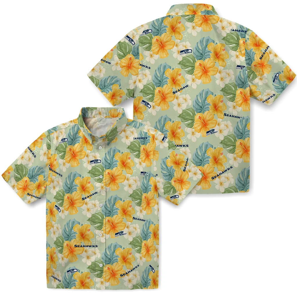Seattle Seahawks Hawaiian Shirt - Hibiscus Mood seattle seahawks hibiscus mood pale lime yellow hawaiian shirts high quality
