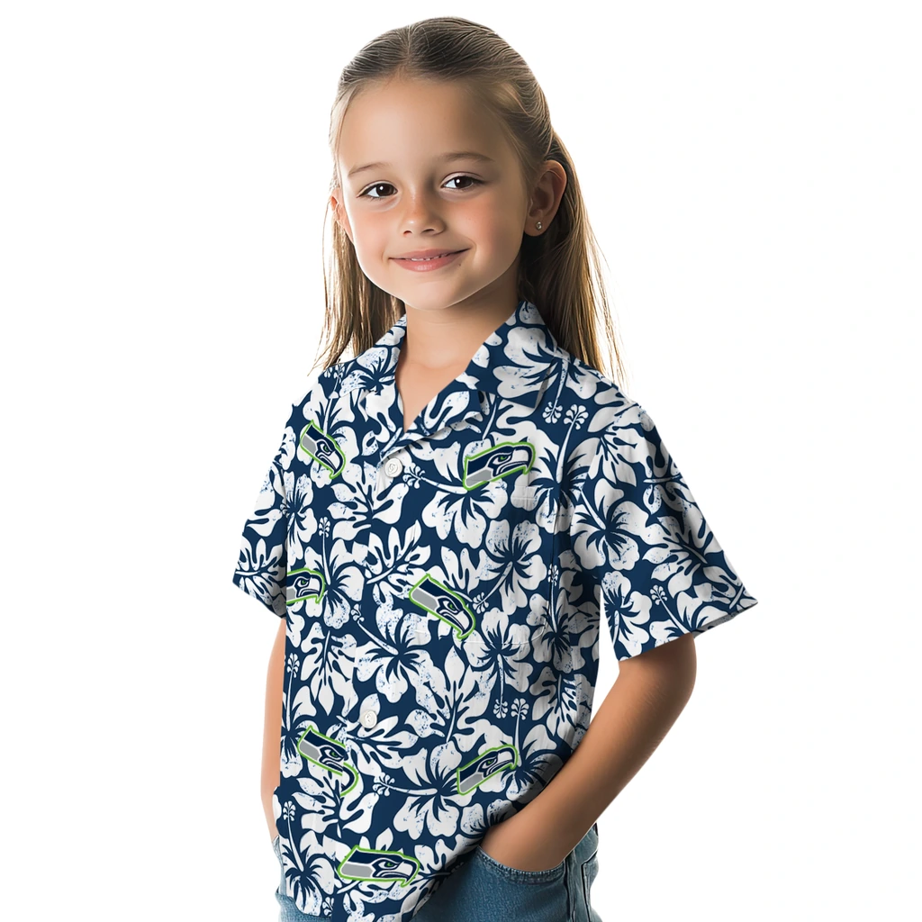 Seattle Seahawks Hawaiian Shirt - Hibiscus Motif seattle seahawks hibiscus motif blue white hawaiian shirts premium grade