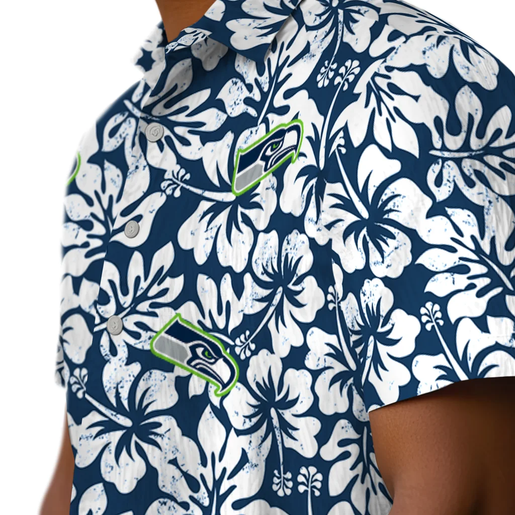 Seattle Seahawks Hawaiian Shirt - Hibiscus Motif seattle seahawks hibiscus motif blue white hawaiian shirts trendy