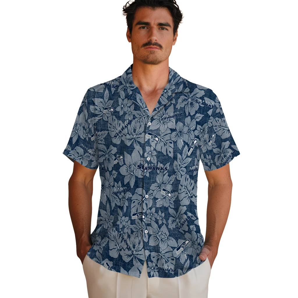 Seattle Seahawks Hawaiian Shirt - Hibiscus Oasis seattle seahawks hibiscus oasis blue hawaiian shirts fashion forward