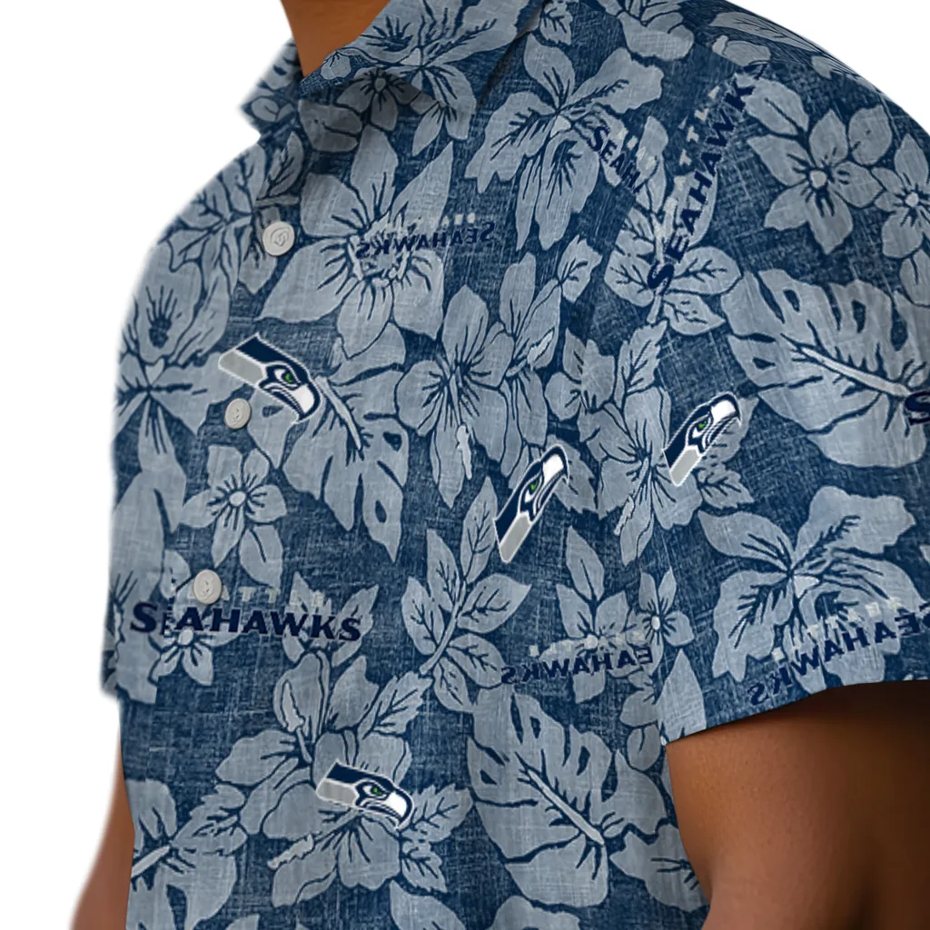 Seattle Seahawks Hawaiian Shirt - Hibiscus Oasis seattle seahawks hibiscus oasis blue hawaiian shirts trendy