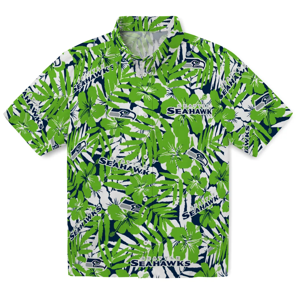 Seattle Seahawks Hawaiian Shirt - Hibiscus Overlay seattle seahawks hibiscus overlay hawaiian shirts best selling