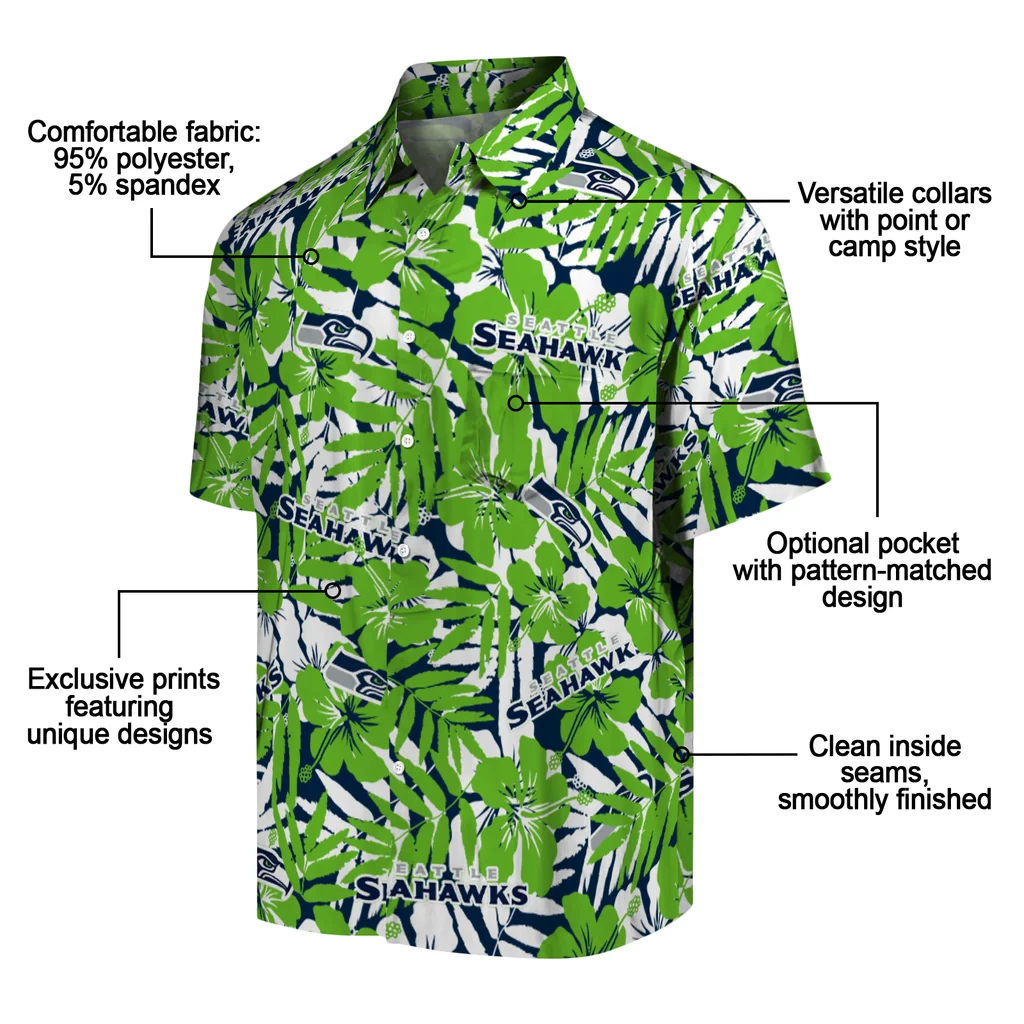 Seattle Seahawks Hawaiian Shirt - Hibiscus Overlay seattle seahawks hibiscus overlay hawaiian shirts new arrival