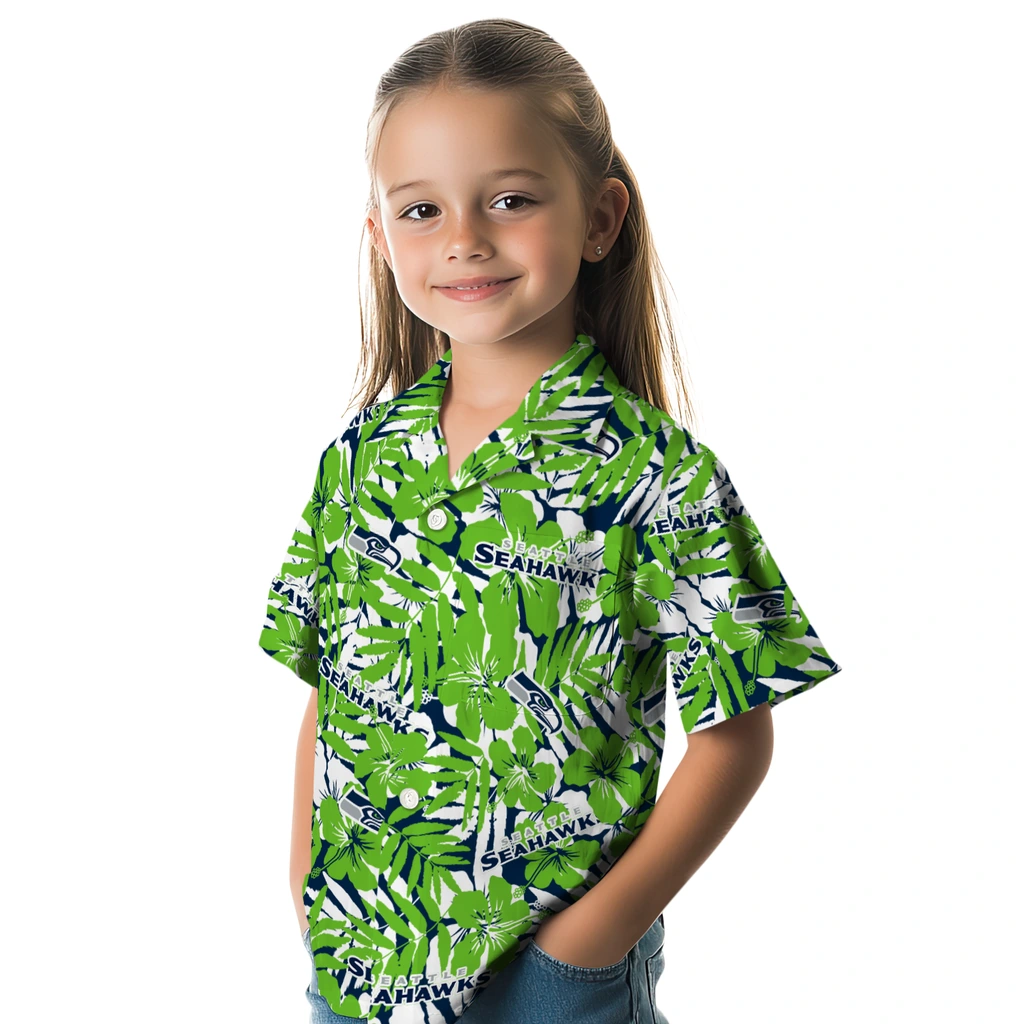 Seattle Seahawks Hawaiian Shirt - Hibiscus Overlay seattle seahawks hibiscus overlay hawaiian shirts premium grade