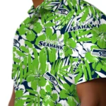 Seattle Seahawks Hawaiian Shirt – Hibiscus Overlay