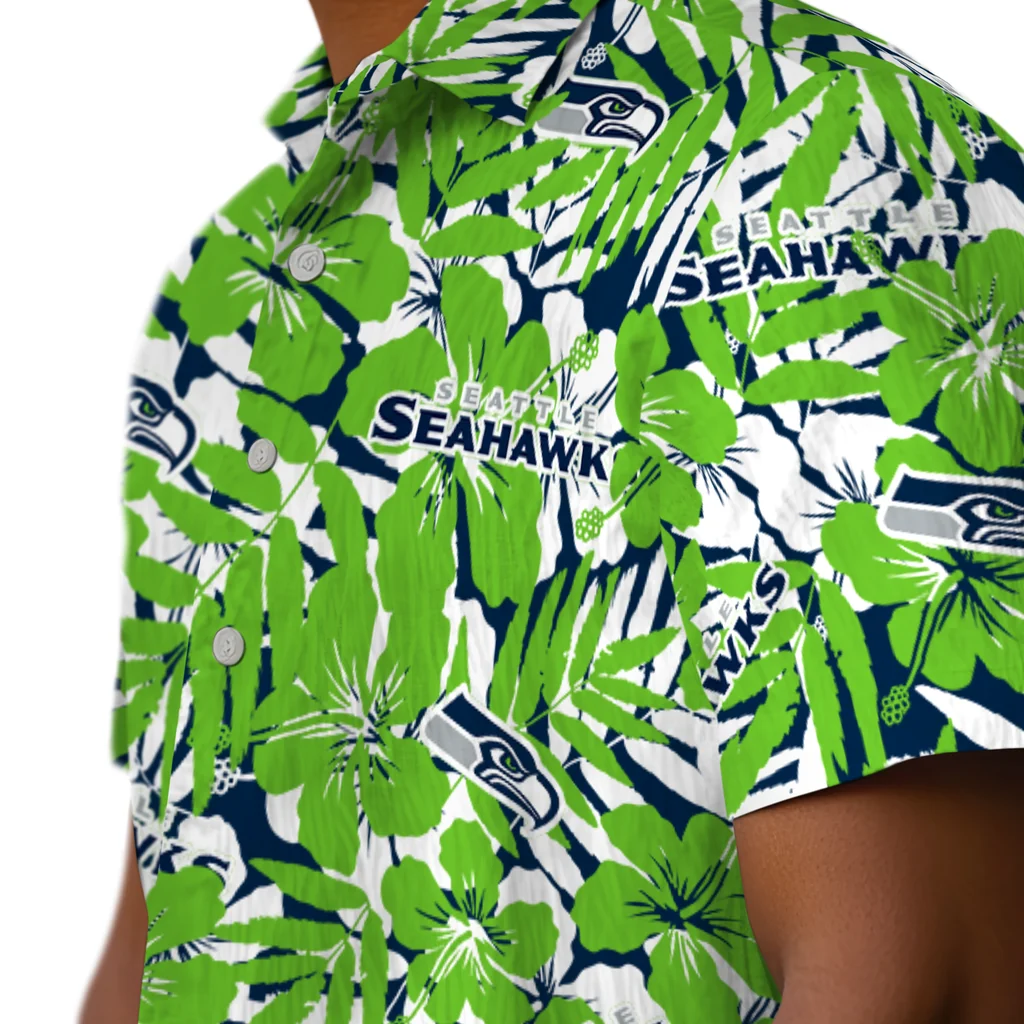 Seattle Seahawks Hawaiian Shirt - Hibiscus Overlay seattle seahawks hibiscus overlay hawaiian shirts trendy