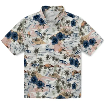 seattle seahawks hibiscus seaside white hawaiian shirts best selling