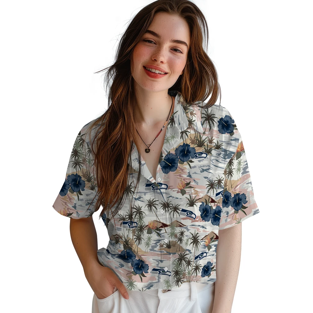 Seattle Seahawks Hawaiian Shirt - Hibiscus Seaside seattle seahawks hibiscus seaside white hawaiian shirts latest model