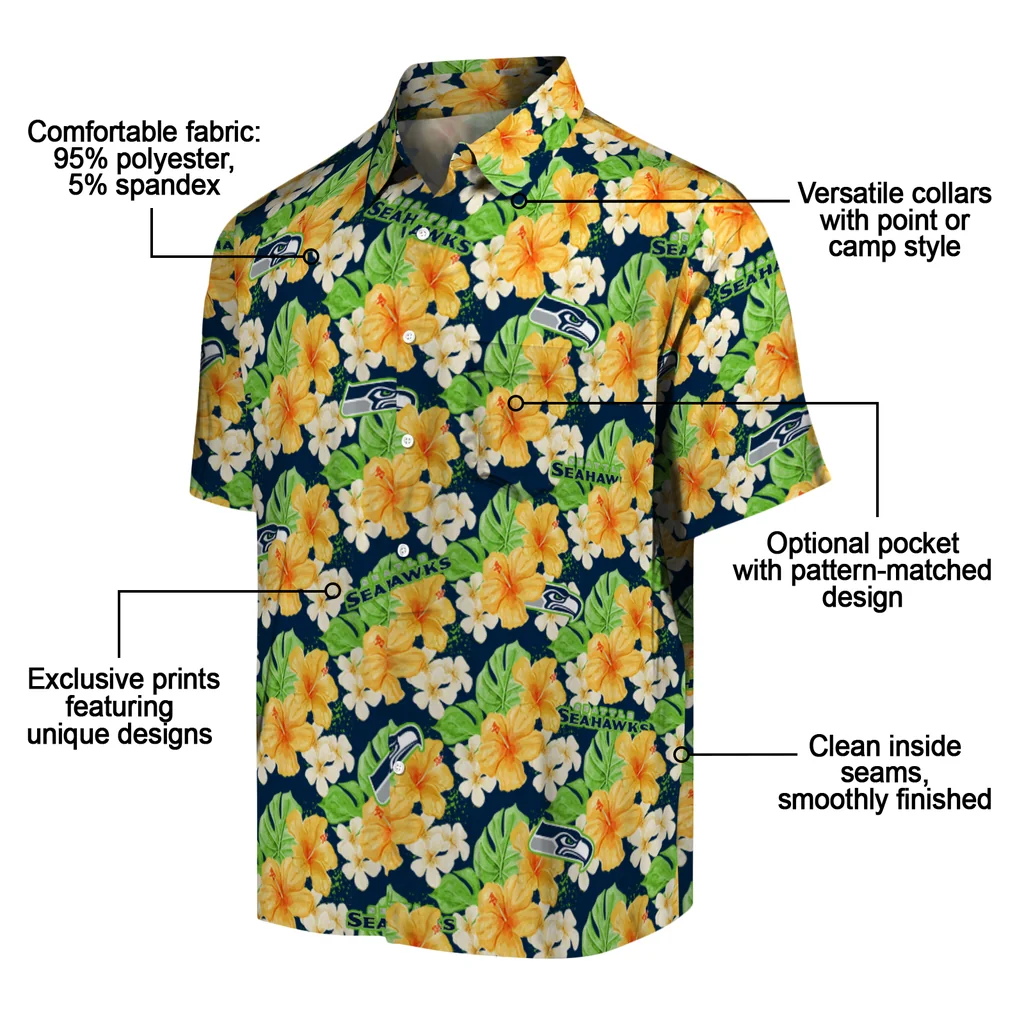 Seattle Seahawks Hawaiian Shirt - Hibiscus Tropics seattle seahawks hibiscus tropics blue yellow hawaiian shirts new arrival
