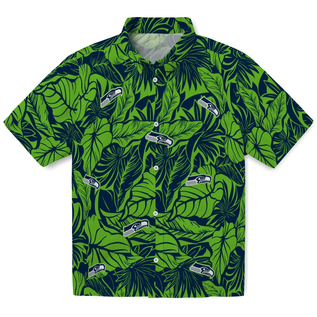 Seattle Seahawks Hawaiian Shirt - Monstera Layer seattle seahawks monstera layer blue hawaiian shirts best selling