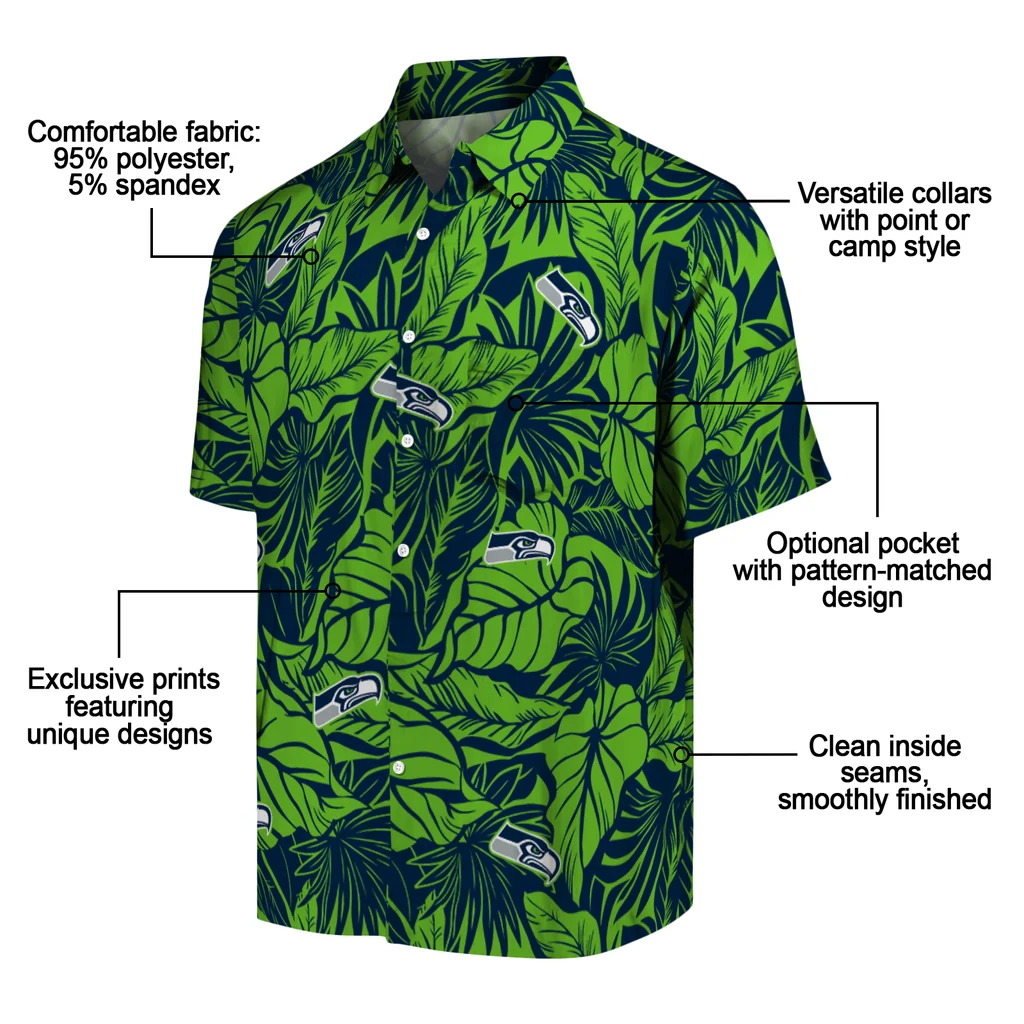 Seattle Seahawks Hawaiian Shirt - Monstera Layer seattle seahawks monstera layer blue hawaiian shirts new arrival