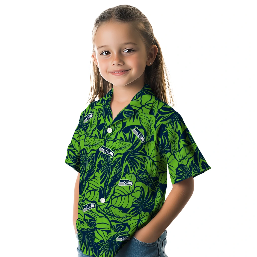 Seattle Seahawks Hawaiian Shirt - Monstera Layer seattle seahawks monstera layer blue hawaiian shirts premium grade