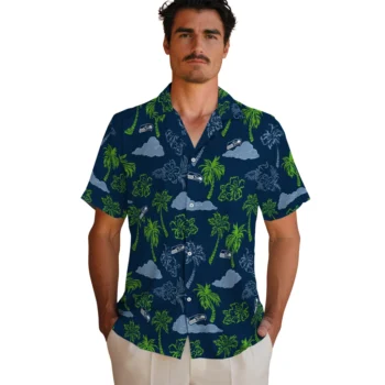 seattle seahawks palm and clouds blue hawaiian shirts fashion forward