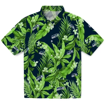 seattle seahawks palm leaves blue hawaiian shirts best selling
