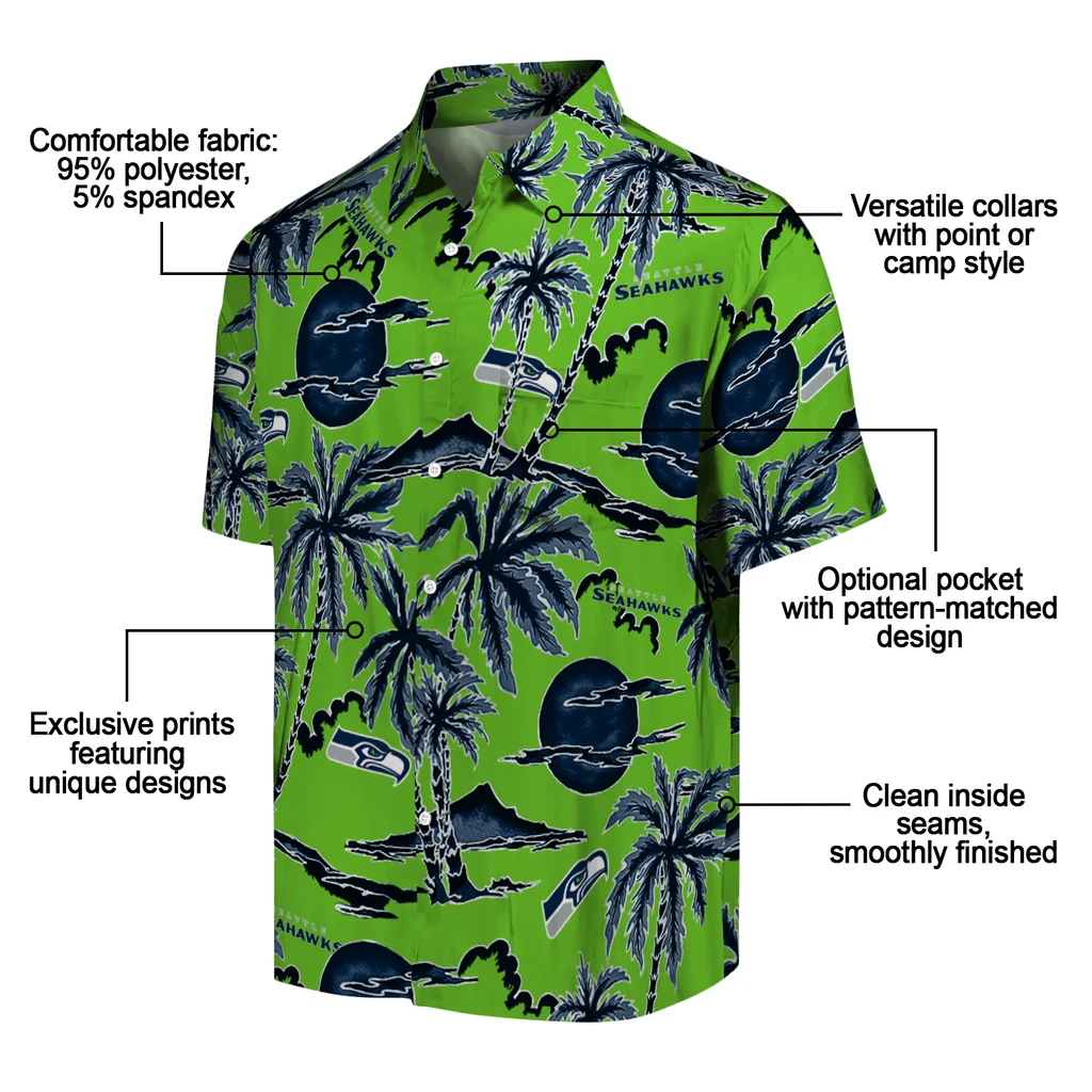 Seattle Seahawks Hawaiian Shirt - Palm Sunset seattle seahawks palm sunset hawaiian shirts new arrival