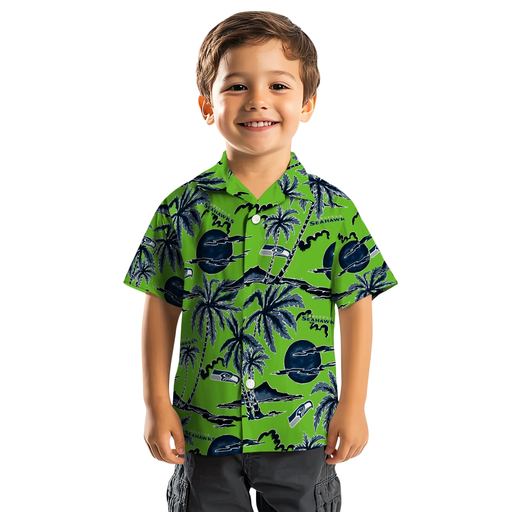 Seattle Seahawks Hawaiian Shirt - Palm Sunset seattle seahawks palm sunset hawaiian shirts top rated
