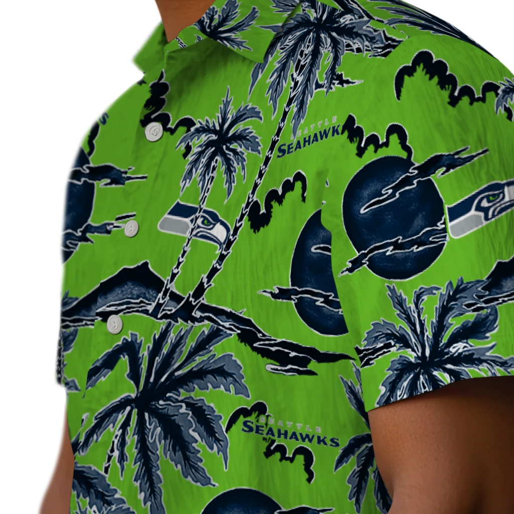 Seattle Seahawks Hawaiian Shirt - Palm Sunset seattle seahawks palm sunset hawaiian shirts trendy
