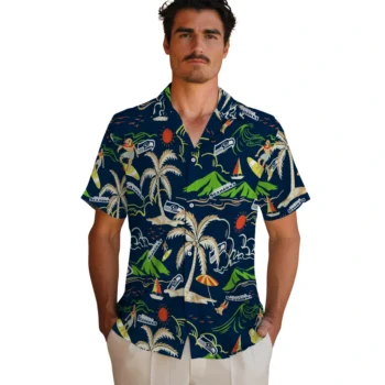 seattle seahawks palm tree island blue hawaiian shirts fashion forward