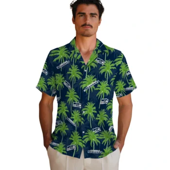 seattle seahawks palm grove blue hawaiian shirts fashion forward