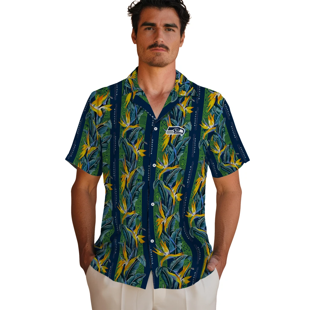 Seattle Seahawks Hawaiian Shirt - Paradise Vines seattle seahawks paradise vines blue hawaiian shirts fashion forward