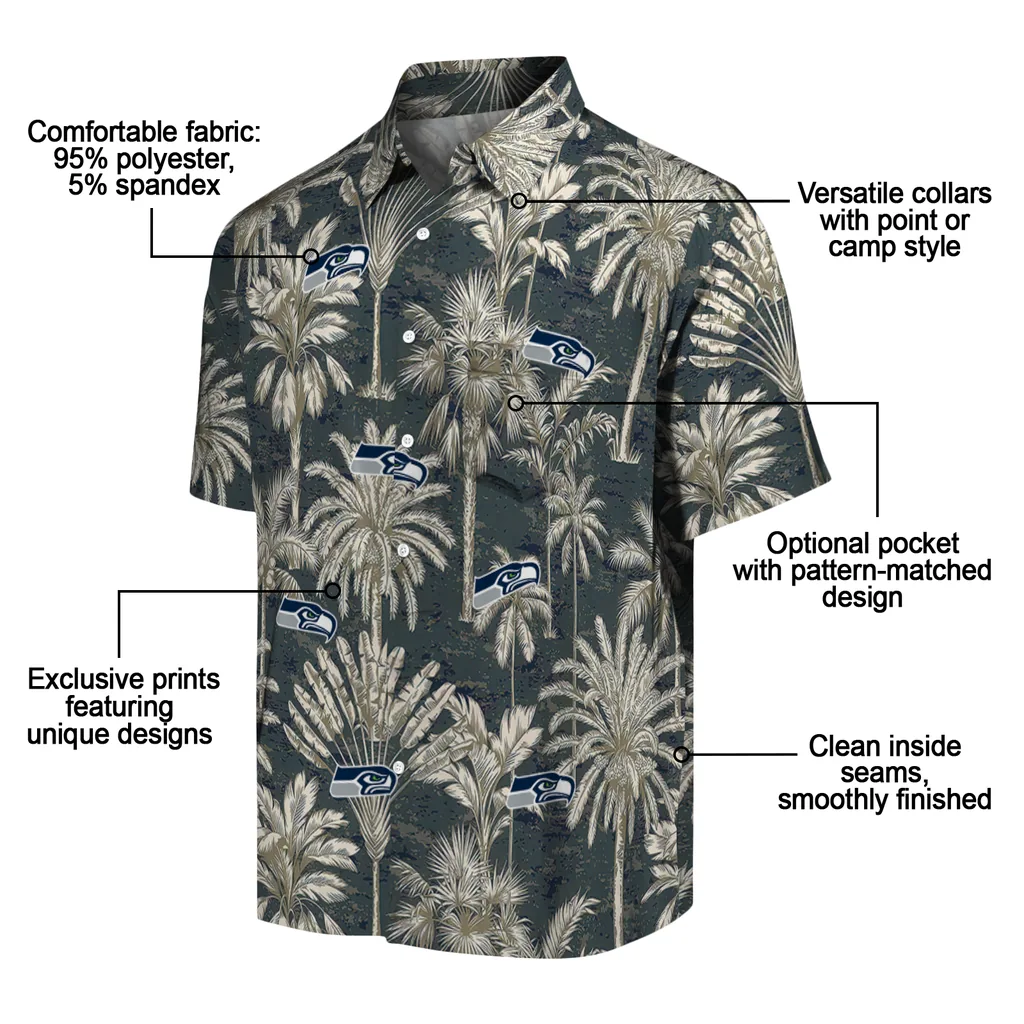 Seattle Seahawks Hawaiian Shirt - Vintage Palm Tree seattle seahawks palm shadows blue hawaiian shirts new arrival