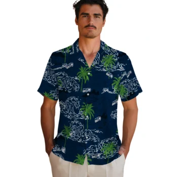 seattle seahawks wave palm blue hawaiian shirts fashion forward