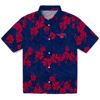smu mustangs hibiscus petals blue hawaiian shirts best selling