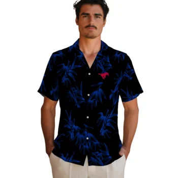 smu mustangs bamboo branches blue black hawaiian shirts fashion forward