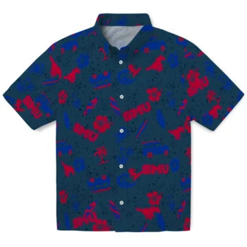 smu mustangs beach vibe navy hawaiian shirts best selling