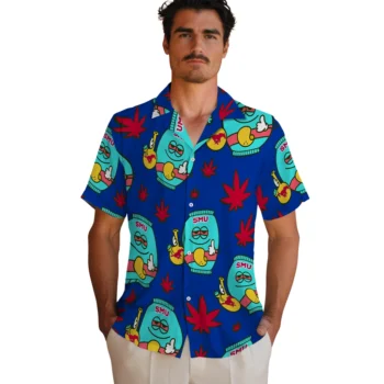 smu mustangs bong smile blue hawaiian shirts fashion forward