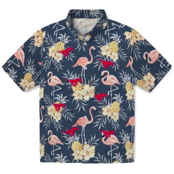smu mustangs flamingo hibiscus navy hawaiian shirts best selling