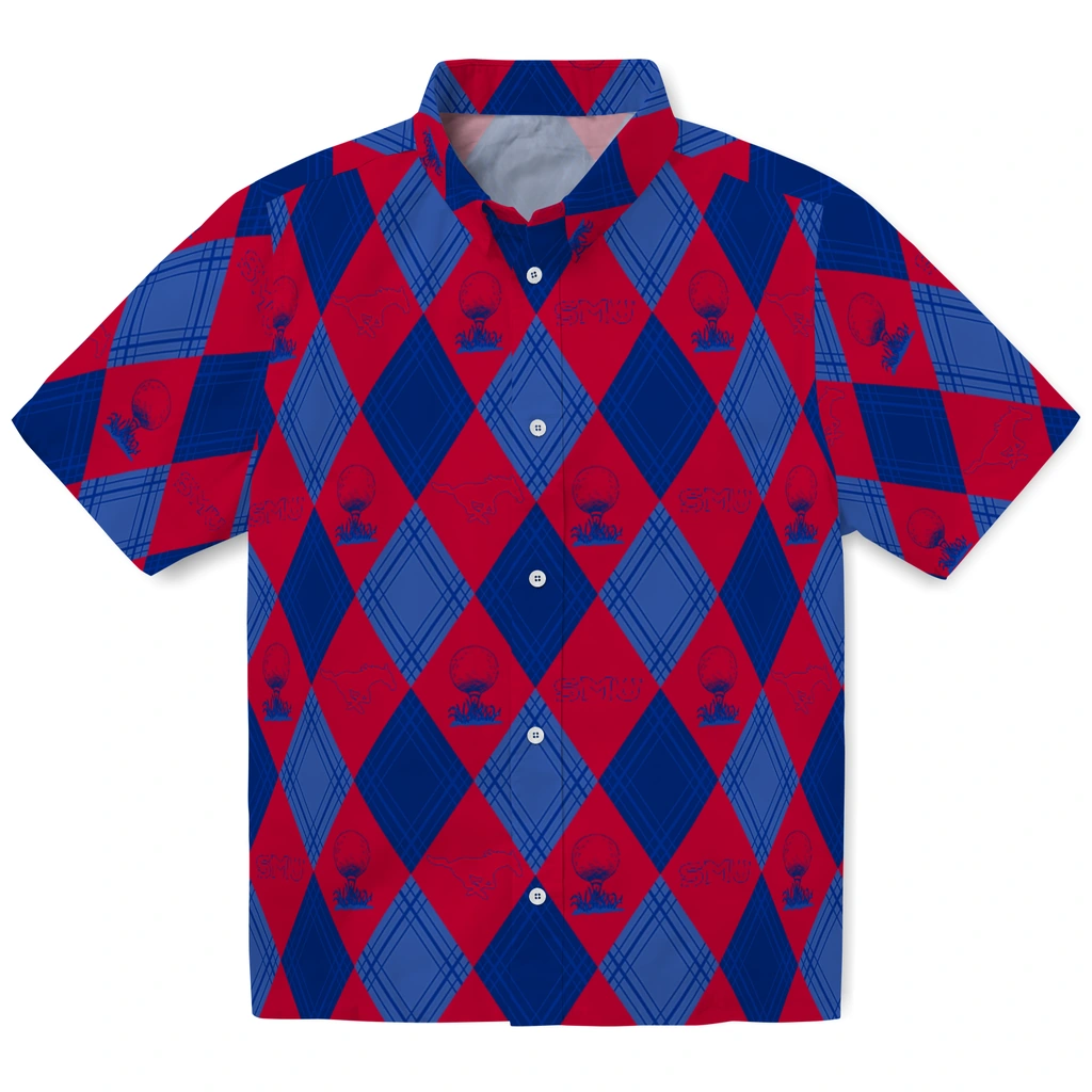 SMU Mustangs Hawaiian Shirt - Golfing Plaid smu mustangs balloon plaid blue hawaiian shirts best selling